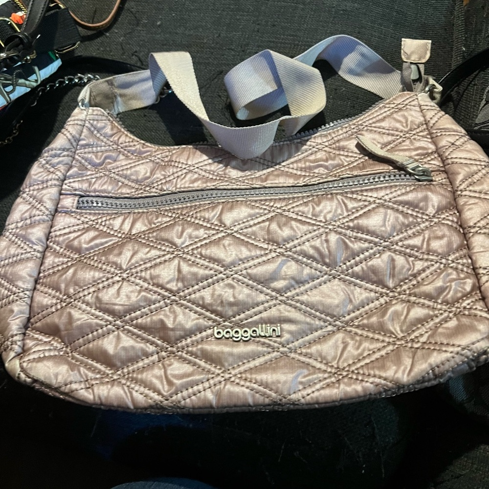 Baggallini Tan Crossbody Bag with Quilted Design